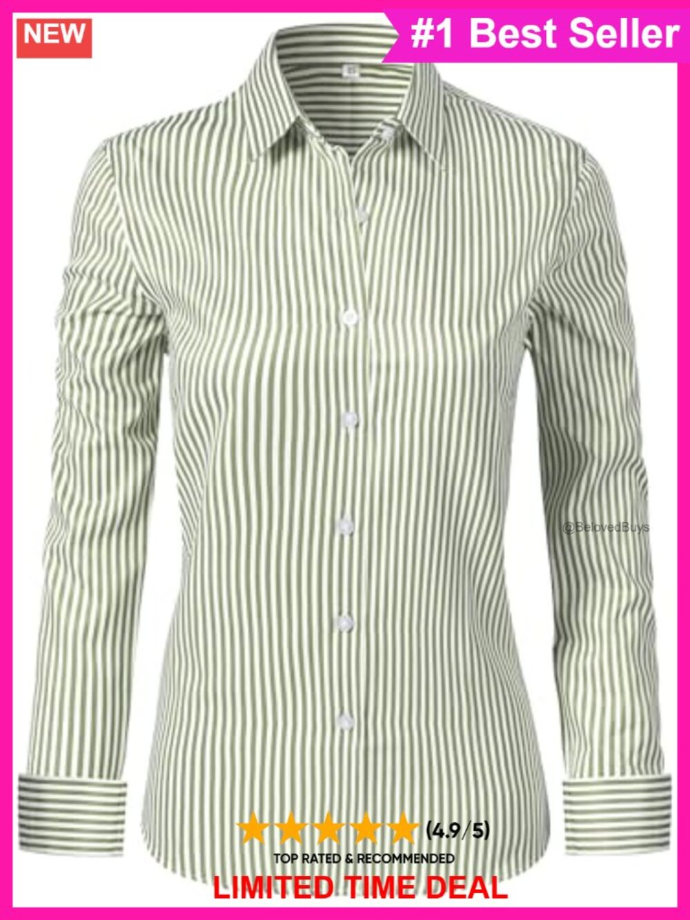 Women's Wrinkle Free Button Down Shirt Long Sleeve Work Blouse